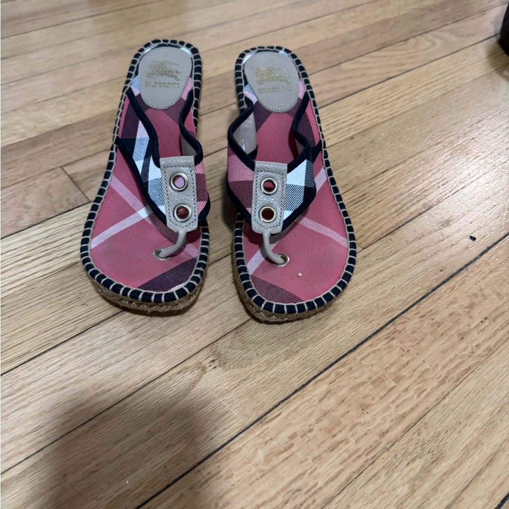 Burberry Red and Black Plaid Sandals